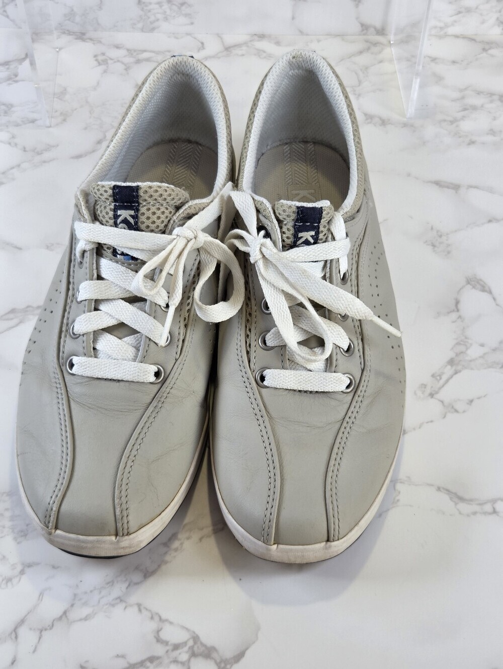Keds Light Gray and White Lace-Up Sneakers(B32) - Picture 6 of 14